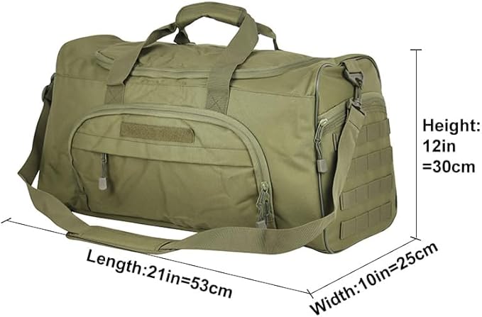 Military Tactical Outdoor Gym Bag Small Duffel Bag with Shoes Compartment for Sports Travel Camping Hunting (B-Green)