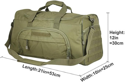 Military Tactical Outdoor Gym Bag Small Duffel Bag with Shoes Compartment for Sports Travel Camping Hunting (B-Green)
