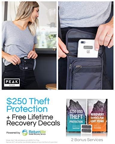 Peak Gear Travel Money Belt. Premium Quality Travel Wallet with RFID Blocking Fabric to Protect Credit Cards, Passports and Documents. Exclusive Theft Protection and 2 Recovery Tags | Black