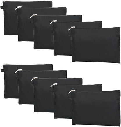 Zipper Pouch Storage Bag Simple and Stylish Women's Cosmetic and Travel Bag (Black-nylon-10)