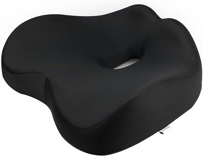 Pressure Relief Seat Cushion for Long Sitting Hours on Office, Home Chair, Car Memory Foam Office Chair Cushion for Back, Coccyx, Tailbone Pain Relief（Black）