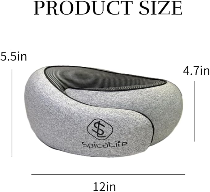 Premium Memory Foam Travel Neck Pillow – Ergonomic Design, Adjustable Strap, Lightweight with Carry Case – Perfect for Travel, Office, and Long Drives (Light Grey)