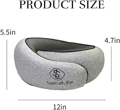 Premium Memory Foam Travel Neck Pillow – Ergonomic Design, Adjustable Strap, Lightweight with Carry Case – Perfect for Travel, Office, and Long Drives (Light Grey)