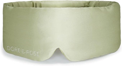 Dore & Rose Deep Sleep Mask Light Blocking, 23 Momme Mulberry Silk Eye Mask, Ultra Soft, Adjustable - Travel Sleeping Mask for Men & Women - Olive