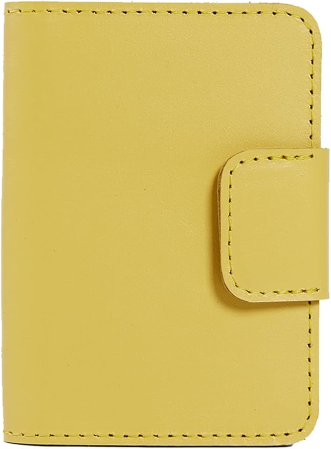 Passport Case for Travel - AirTag Passport Holder Compatible with Airtag Passports Cover with Card Slots & Note Compartment, Magnetic Closure, Genuine Leather, Classic Yellow