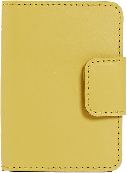 Passport Case for Travel - AirTag Passport Holder Compatible with Airtag Passports Cover with Card Slots & Note Compartment, Magnetic Closure, Genuine Leather, Classic Yellow