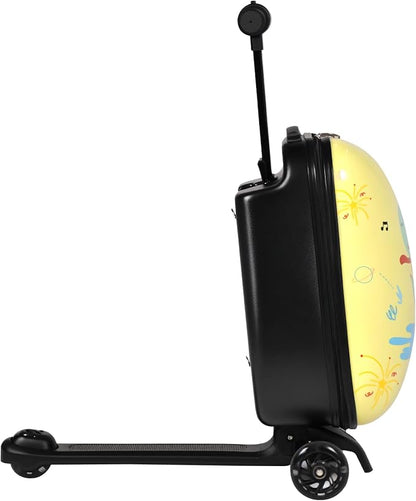 smilesun 4-in-1 Detachable Scooter Luggage for Kids & Teens, Hardside Ride-On Suitcase with Dinosaur Design, Lightweight Foldable, Perfect Travel Gift for Boys(Yellow 22-inch)