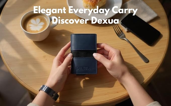 Mens Wallet, Premium Leather Slim Wallet, RFID Blocking Pop-Up Card Holder, Extra Credit Card Slots, Cash Slot, Magnetic Closure, Christmas Gift Ready Gift Box Included