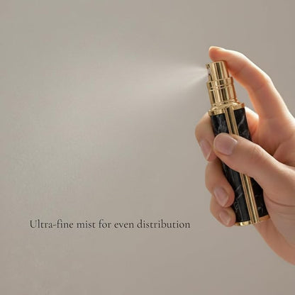 Ms Lovely Pearlescent Travel Perfume Atomizer Bottle – 5ml Refillable Mini Spray for Purse, TSA Approved Portable Fragrance Dispenser (Black with Gold)