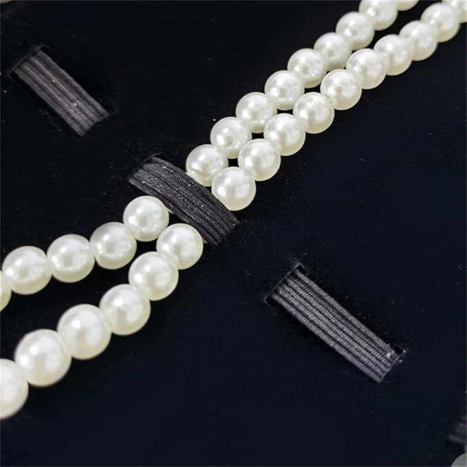 Velvet Travel Jewelry Case Roll Bag Organizer for Necklace Bracelet Earrings Ring (Black) (Black（6+2+4+2)