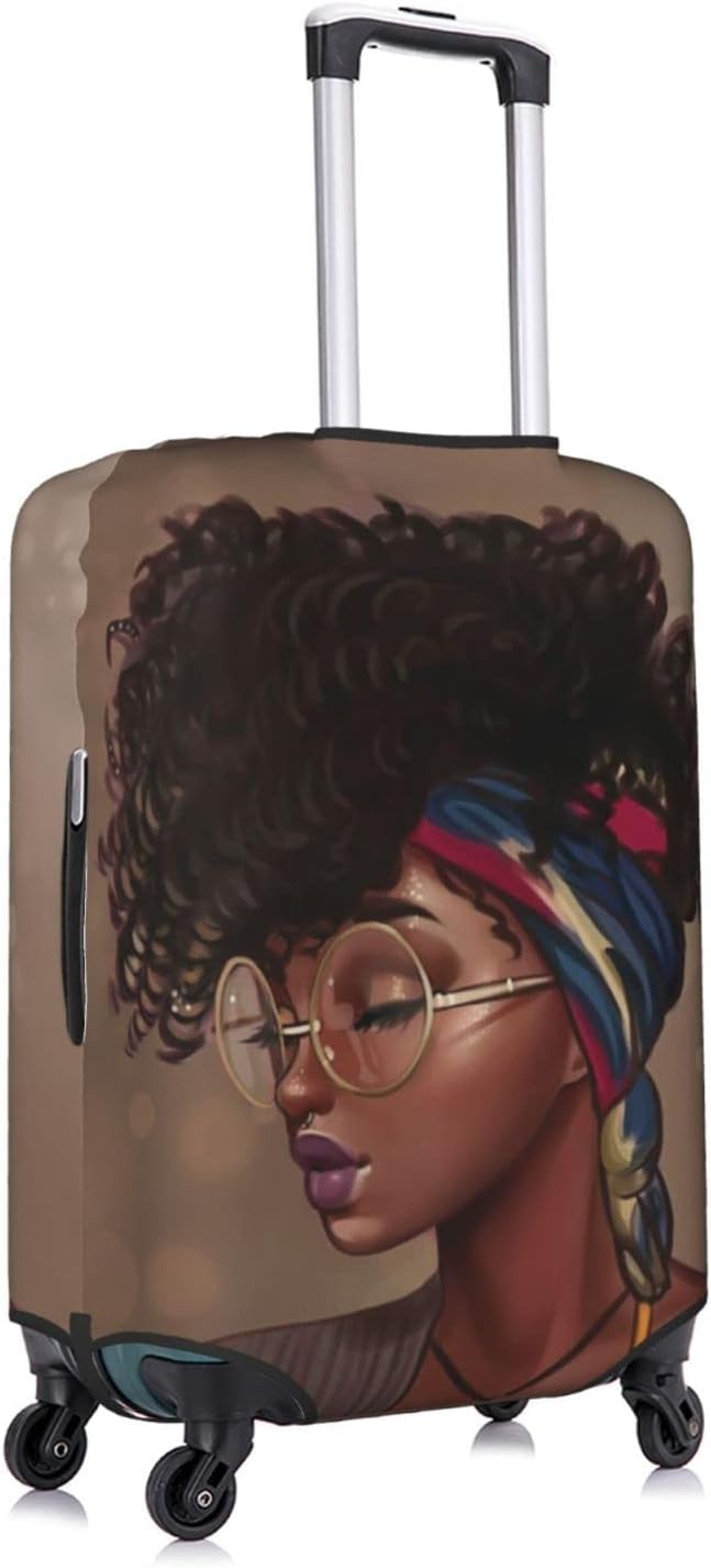 Suitcase Protector Cover - TSA Approved Luggage Cover, Washable, Anti-Scratch, X-Large, African American Black Girl