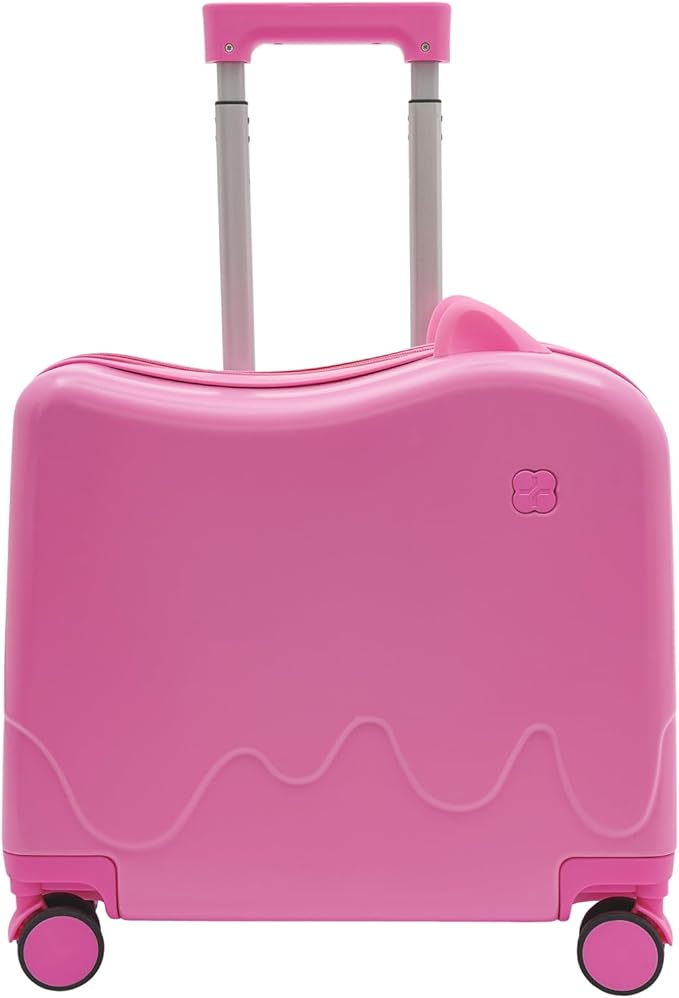 18" Kids Luggage Suitcase for Girls & Boys, Kids Carry On Luggage with Wheels Children’s Suitcase w/Lock (Pink)