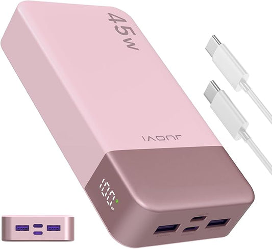 Power Bank Fast Charging, 20000mAh 45W Portable Charger, Samsung Super Fast Charging Portable Phone Charger, USB C Power Bank for MacBook, iPhone 15 14 13 Pro Samsung S24 S23 (Pink)