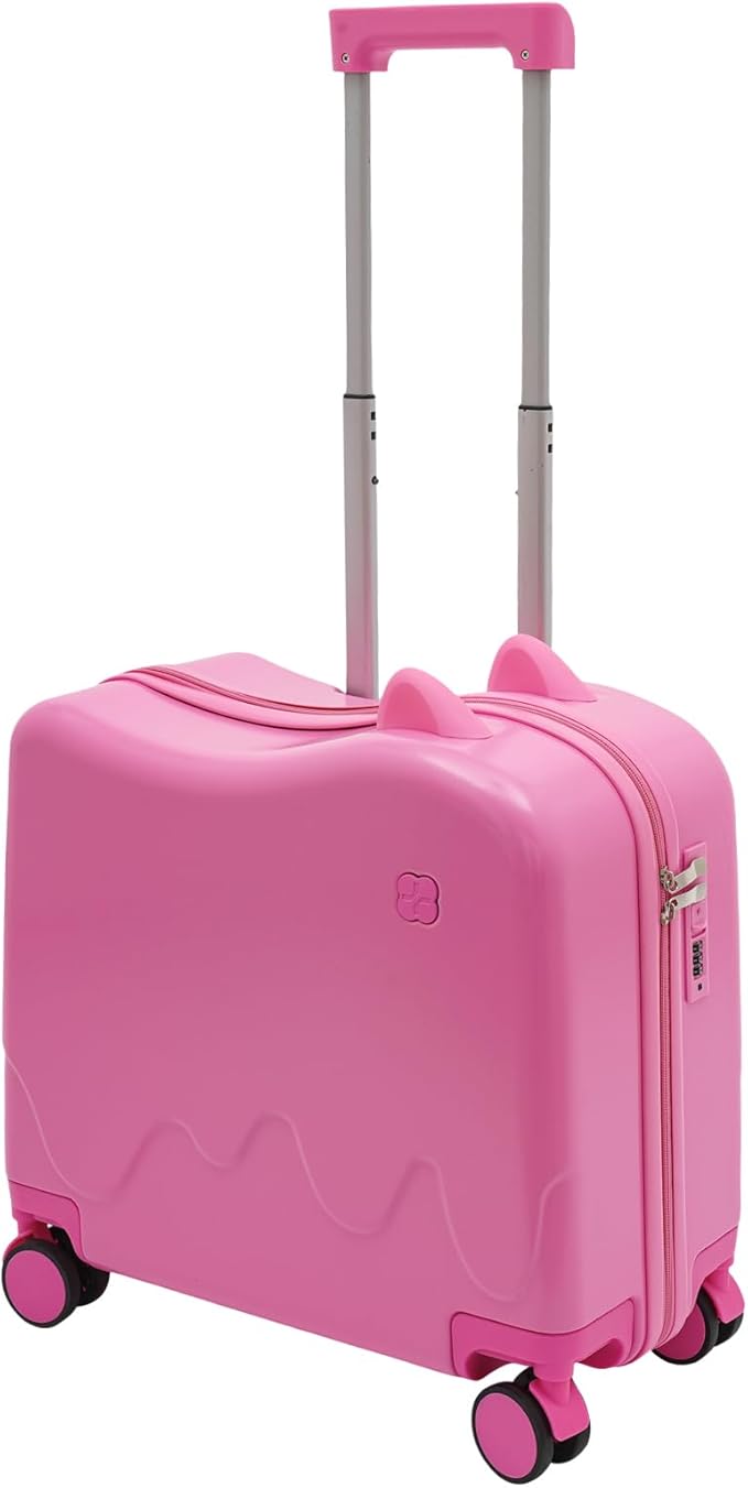 18" Kids Luggage Suitcase for Girls & Boys, Kids Carry On Luggage with Wheels Children’s Suitcase w/Lock (Pink)