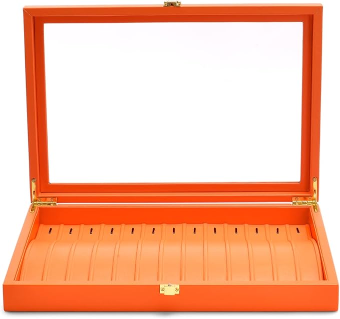 Oirlv Premium Leather Necklace Bracelet Organizer Tray with Acrylic Lid Jewelry Display Case Drawer Insert Jewelry Organizer for women