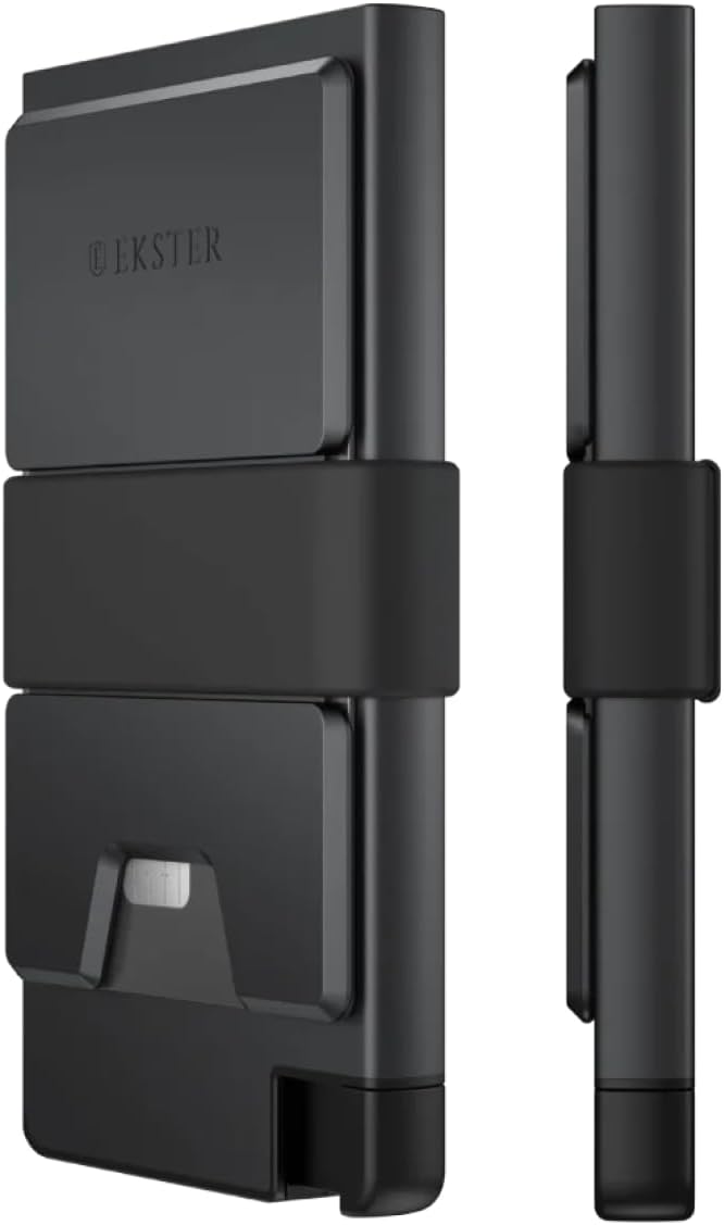 Ekster - Aluminum Cardholder Pro Wallet - All-Metal Aluminum Wallet for Men - Fits 7 Cards, RFID Blocking Layer, Ultra-Thin, Minimalist, Push Button, Card Access, Expandable, Trackable (Space Grey)