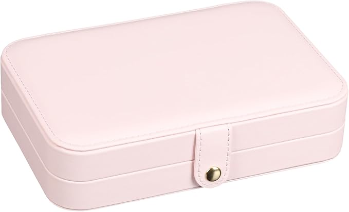 Small Jewelry Box, Travel Jewelry Case Portable Jewelry Boxes for Women, 2-Layer Mini Jewelry Travel Organizer, Gift for Women Girls,Pink B