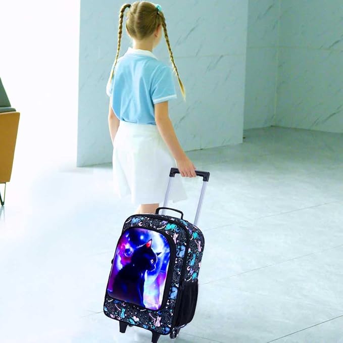 Kids Suitcase with Wheels for Girls and Boys, Rolling Carry on Luggage for Toddler Children