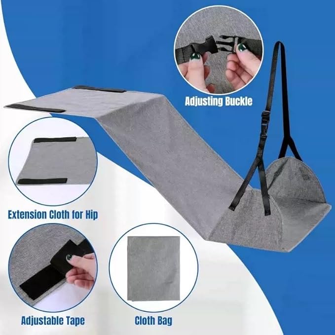 Portable Airplane Foot Hammock, Height Adjustable Feet Rest for Plane Travel, Office, Desk, Bus, Train, Long Trip(Light Gray)