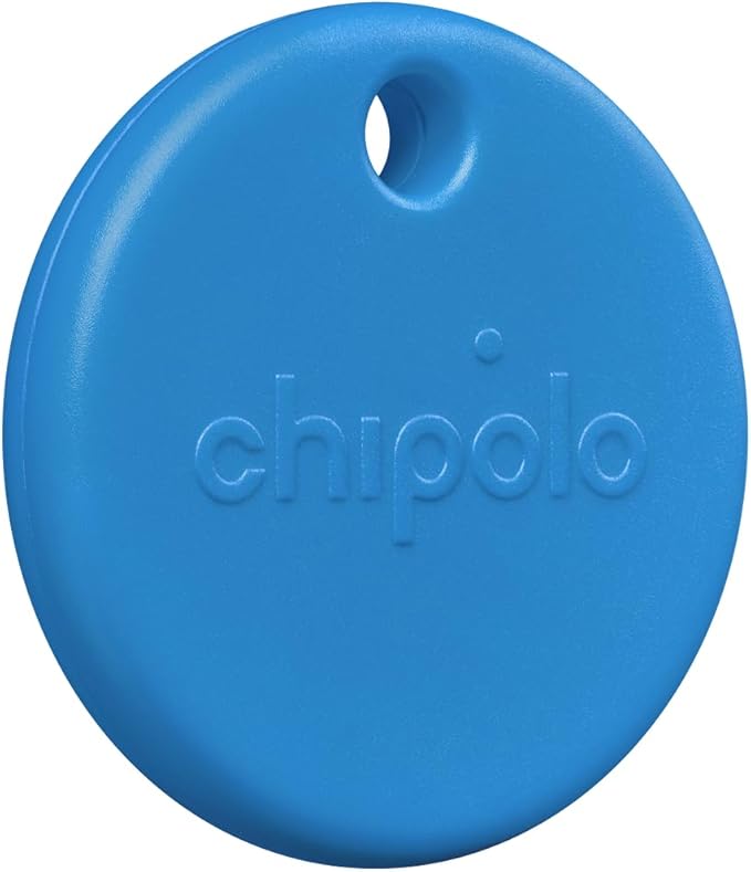 Chipolo POP Tracker Tag - Colorful, Compatible, Loud Bluetooth Tracker with Call Your Phone & Out of Range Alert, Works with Apple Find My or Google's Find My Device (Blue)