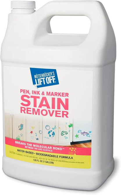 Motsenbocker's Lift Off 41001 Pen, Ink & Marker Stain Remover – Removes Nail Polish, Makeup, and Dyes From Walls, Countertops, Tile, and More, Pre-Wash Laundry Treatment – 1 Gallon