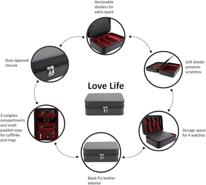 Love Life Watch, Cufflinks and Sunglasses Jewelry Box and Organizer