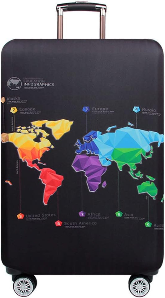 MosaiRudo Thicker Luggage Cover Elastic Suitcase Cover Protector Fits 18-32 Inch Suitcase Travel Accessories (Abstract Map, XL)