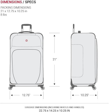 SwissGear Sion Softside Expandable Luggage with Spinner Wheels, Evergreen Carry-On 21-Inch