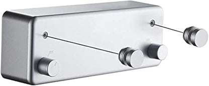 JOOM Retractable Clothesline Indoor Double Clothes Lines retracting | Heavy Duty for Drying Laundry line Outdoor|Wall Mounted Stainless Steel 13.8Feet Two line (Blue Grey)