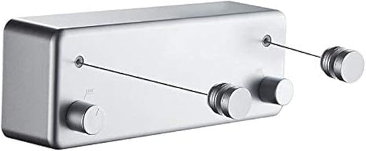 JOOM Retractable Clothesline Indoor Double Clothes Lines retracting | Heavy Duty for Drying Laundry line Outdoor|Wall Mounted Stainless Steel 13.8Feet Two line (Blue Grey)