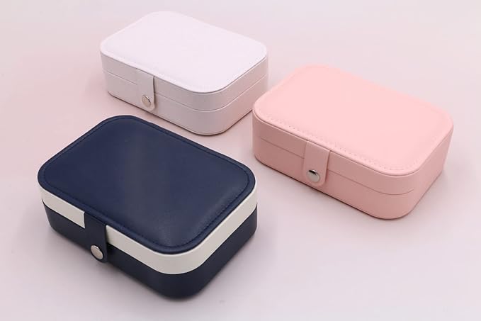 Personalized Jewelry Boxes For Women - PU Leather Travel Jewellery Box - Jewels Storage Box For Earring, Ring, Necklace - Bridesmaid Gifts For Girls PU Leather Jewelry Case (Blue With Name)