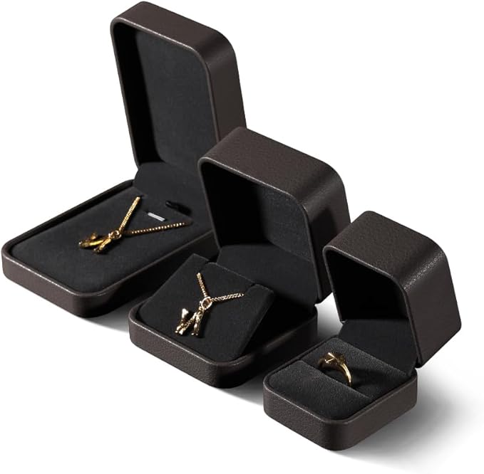 Necklace Gift Box, Leather Small Jewelry Box,Premium Jewelry Box For Necklaces,Luxury Necklace Case (Brown)