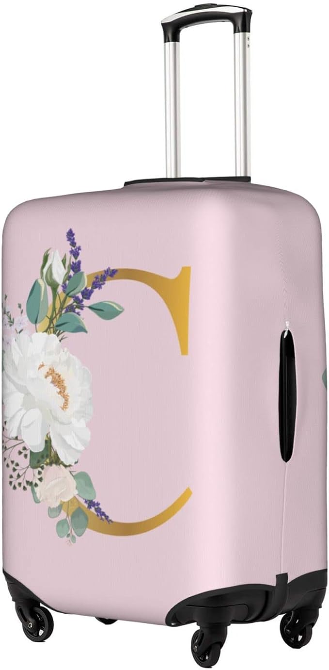 Flower Lette C Pink Luggage Cover Elastic Washable Stretch Suitcase Protector Anti-Scratch Travel Suitcase Cover for Kid and Adult XL (29-32 inch suitcase)
