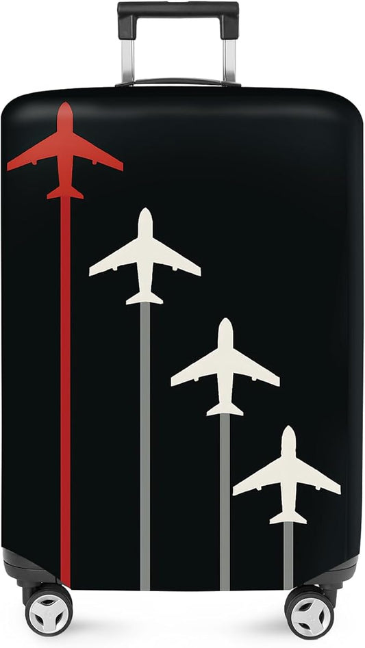 ANNA QUEEN Flight Pattern Luggage Cover, Airplane Travel Luggage Protector, Stretchable, Washable Sleeve for 20-34 Inch Luggage