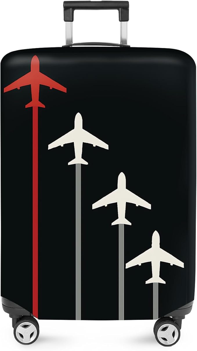 ANNA QUEEN Flight Pattern Luggage Cover, Airplane Travel Luggage Protector, Stretchable, Washable Sleeve for 20-34 Inch Luggage