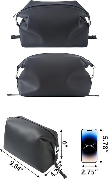 6"x 9.84" 4.5L Large Silicone Toiletry Bag,Waterproof Leakproof Foldable Travel Organizer,Dopp Kit Alternative for Men & Women,Black