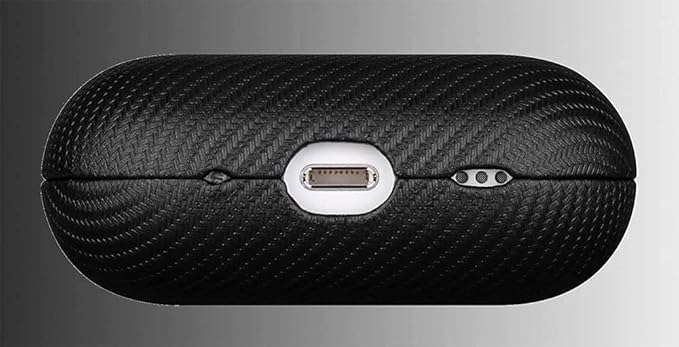 LOPIE Handmade AirPods Pro 2nd Generation Case (Not for 1st Gen) - Carbon Fiber Style Vegan Leather Protective Cover for Men/Women - Black