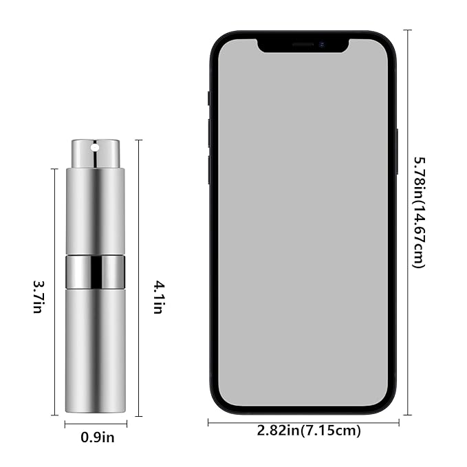 Lil Ray 8ml Portable Mini Perfume Atomizer(4 PCS)，Refillable Empty Small Spray Bottle for Travel, Twist Type Pocket Cologne Sprayer (Silver)
