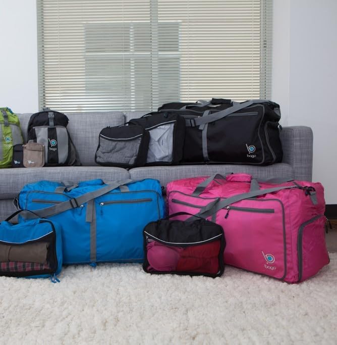Bago Foldable Duffel Bags for Traveling Women & Men - 60L Medium Packable Duffle Bag for Travel with Shoe Compartment - Water Repellant, Heavy Duty, Lightweight Folding & Collapsible (SnowGray)