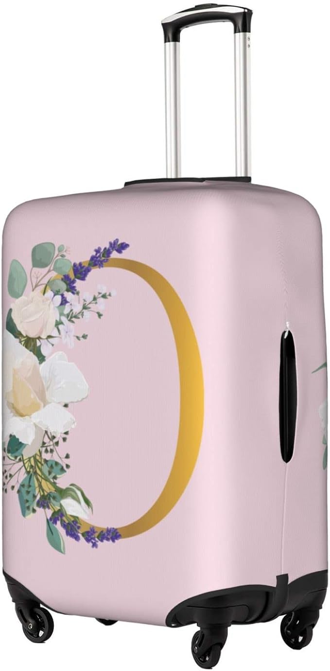 Flower Lette O Pink Luggage Cover Elastic Washable Stretch Suitcase Protector Anti-Scratch Travel Suitcase Cover for Kid and Adult XL (29-32 inch suitcase)
