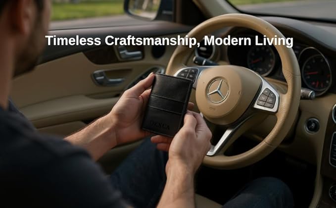 Mens Wallet, Premium Leather Slim Wallet, RFID Blocking Pop-Up Card Holder, Extra Credit Card Slots, Cash Slot, Magnetic Closure, Christmas Gift Ready Gift Box Included