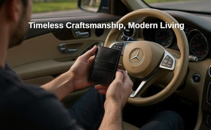 Mens Wallet, Premium Leather Slim Wallet, RFID Blocking Pop-Up Card Holder, Extra Credit Card Slots, Cash Slot, Magnetic Closure, Christmas Gift Ready Gift Box Included