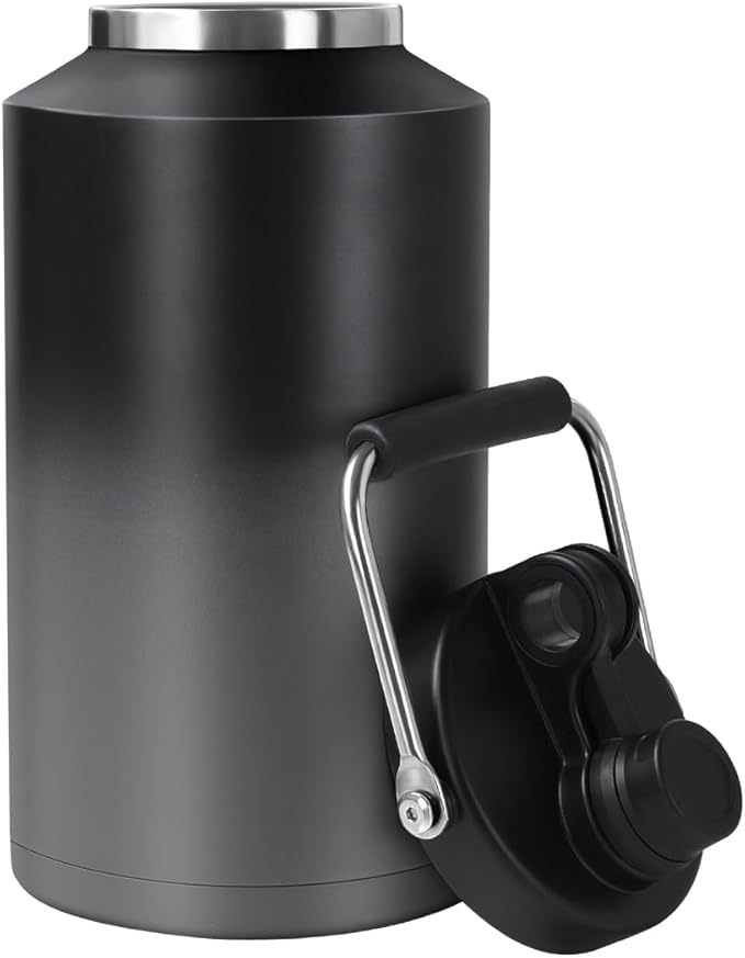 Insulated Water Bottle, 1 Gallon Jug with Handle, 128 oz Stainless Steel Large Water Bottle Wide Mouth Double Vacuum for Hot & Cold Drinks, Gradient Gray