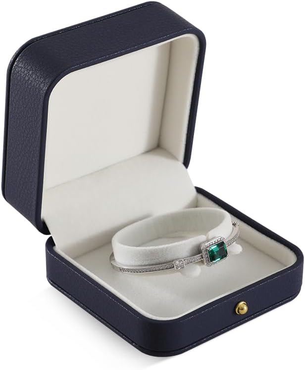 Bracelet Box, Leather Gift Box For Women,Premium Jewelry Boxes,Luxury Bangle Box (Dark Blue)