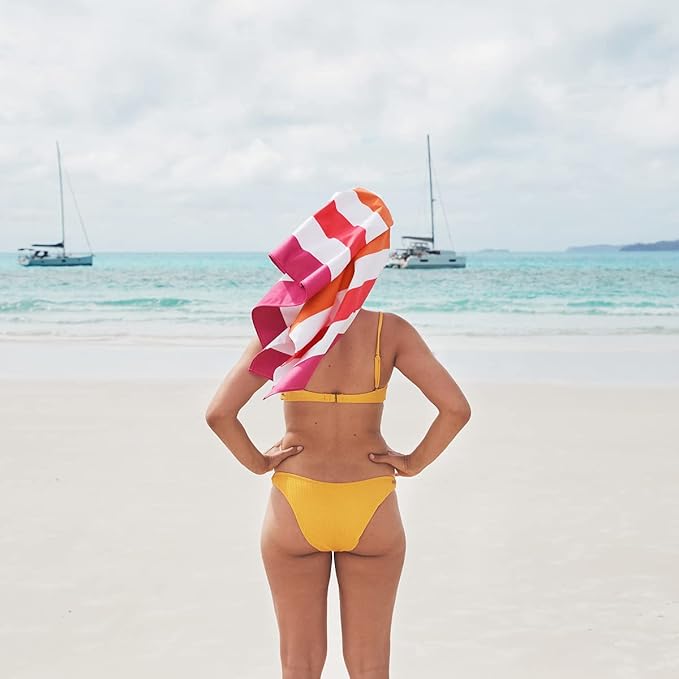 Dock & Bay Beach Towel - Quick Dry, Sand Free - Compact, Lightweight - 100% Recycled - Includes Bag - Summer - Peach Sunrise - Extra Large (200x90cm, 78x35)