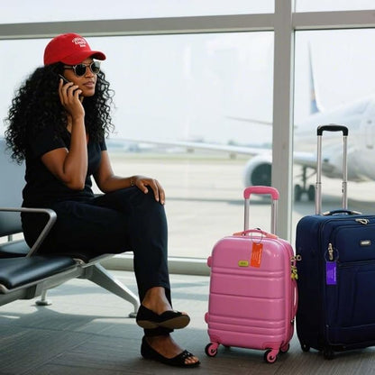 Luggage Tags for suitcases Tags Pack of 4 Personalized Luggage Tags Double Sided Laser Engraving Metal Luggage Tag and Stainless Loops Customizable Luggage Tag Cruise Luggage tag (Red, Small)