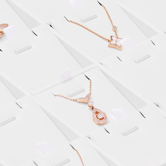 Oirlv Premium White Leather Stackable Jewelry Tray 24 Grid Jewelry Organizer Tray with Removable Inserts Cards Necklace Display Holder