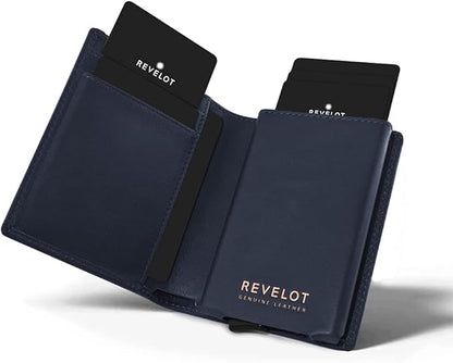 Revelot BiFold Cardholder Wallet/Genuine Leather with RFID Blocking / W1 (Blue Nappa)