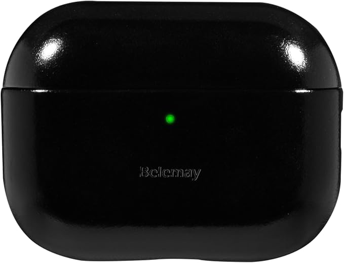 Belemay Handcrafted Oil-Waxed Leather Case for AirPods Pro 3rd Gen (2025), Genuine Cowhide, Smooth Glossy Lively Two-Tone Patina, Compatible with MagSafe, Compatible with Airpods Pro 3, Obsidian Black