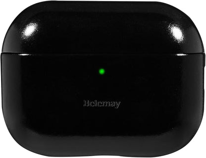 Belemay Handcrafted Oil-Waxed Leather Case for AirPods Pro 3rd Gen (2025), Genuine Cowhide, Smooth Glossy Lively Two-Tone Patina, Compatible with MagSafe, Compatible with Airpods Pro 3, Obsidian Black